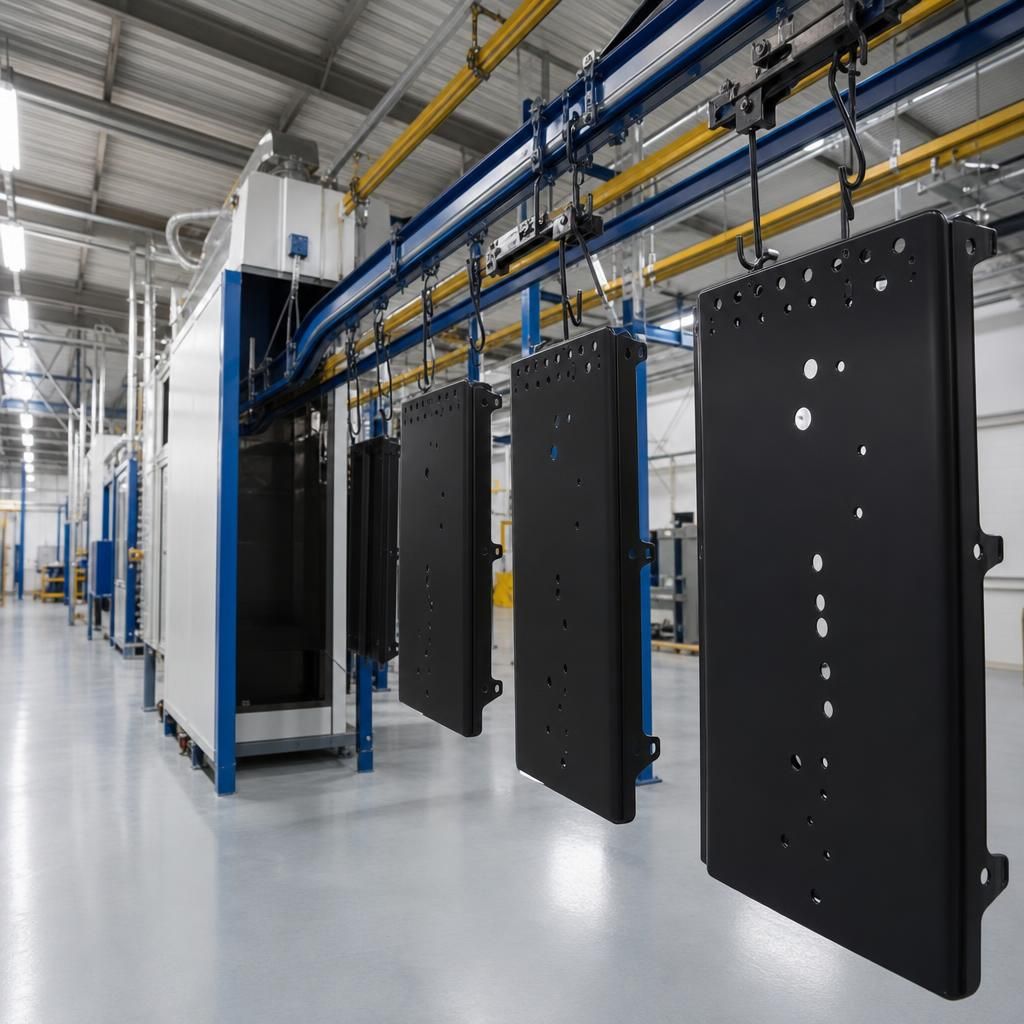 Large batch of powder-coated automotive parts