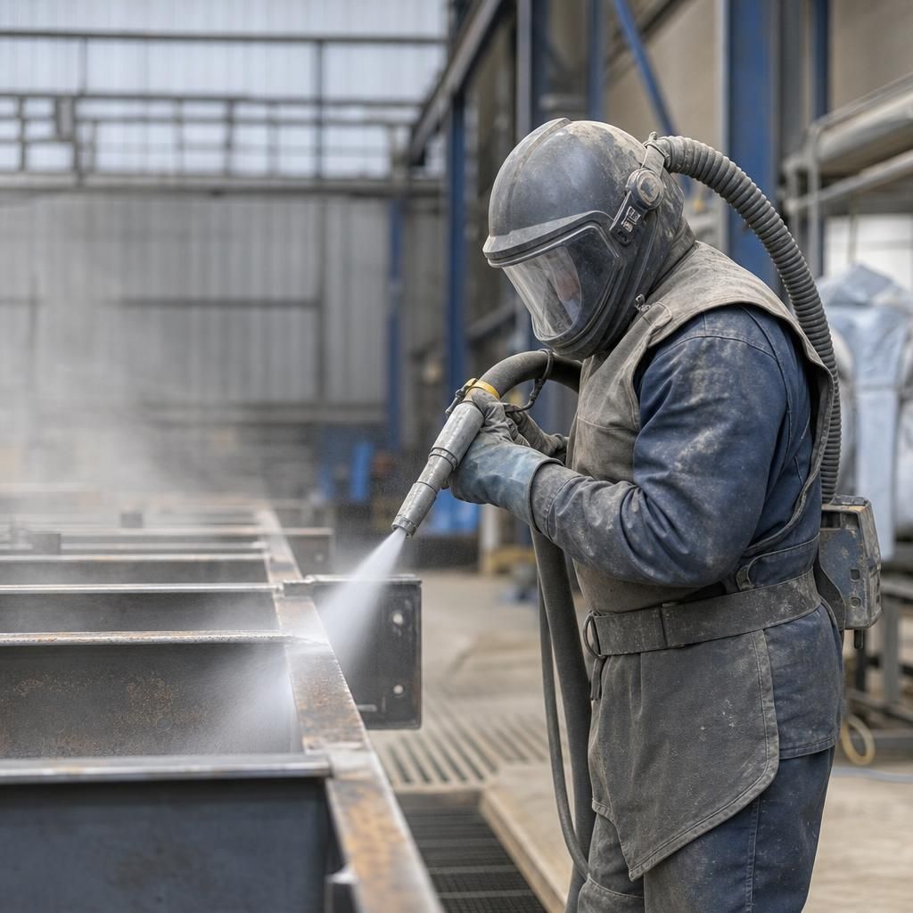 Rusted Metal Surface During Blasting