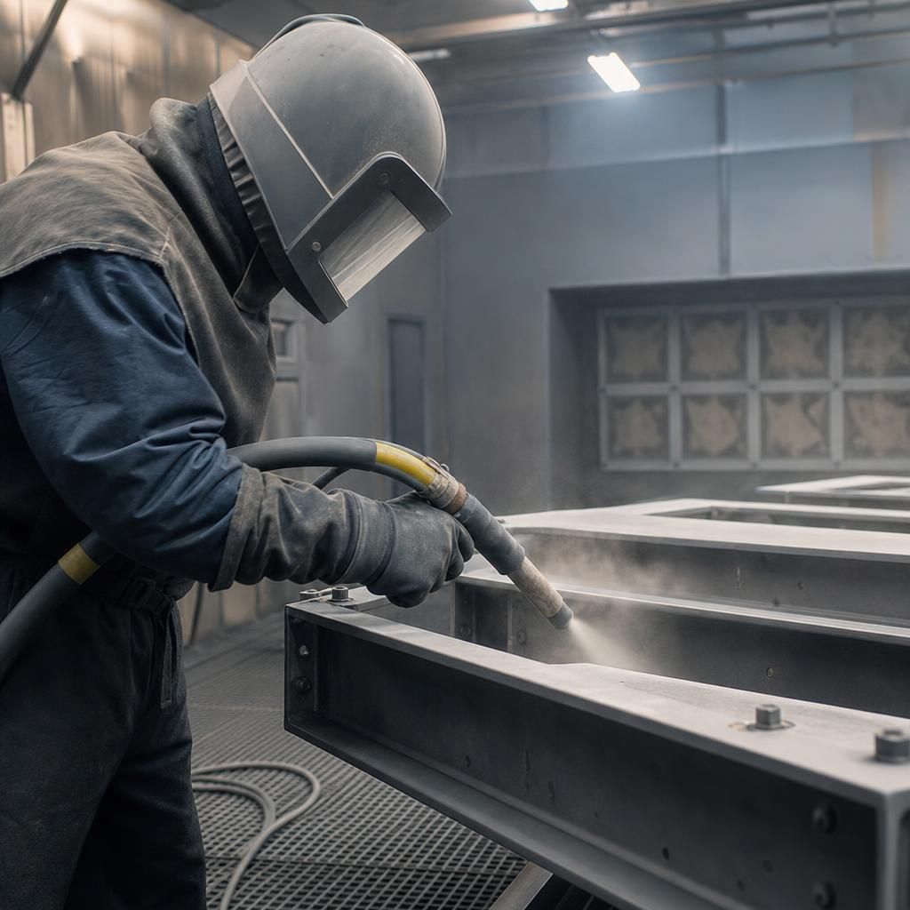 Large Metal Components Ready for Coating