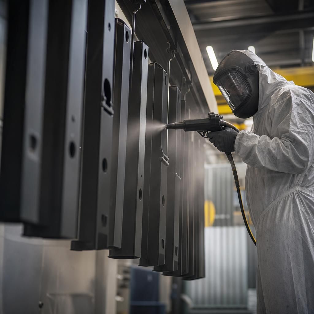 Large-scale industrial powder coating facility