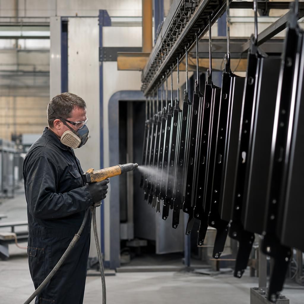 Metal components with protective powder coating