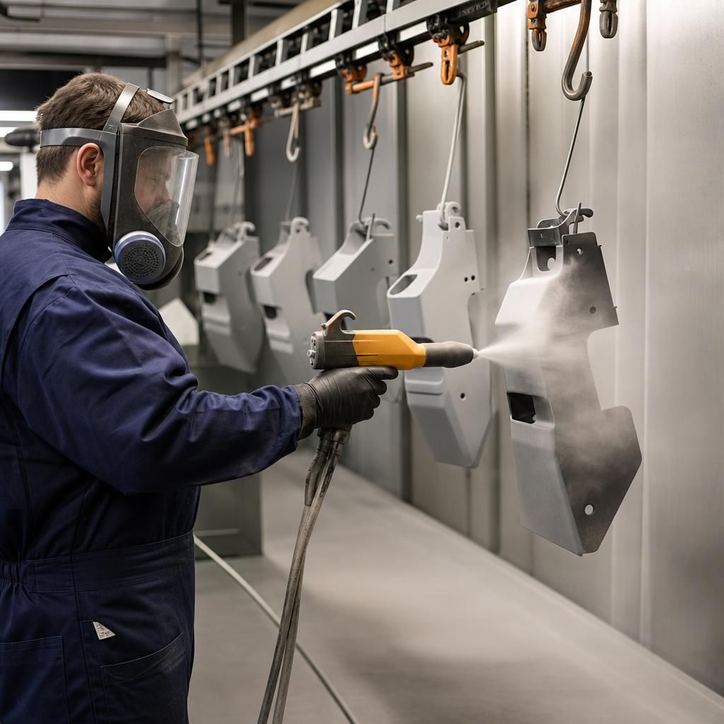 Metal part undergoing nylon coating test