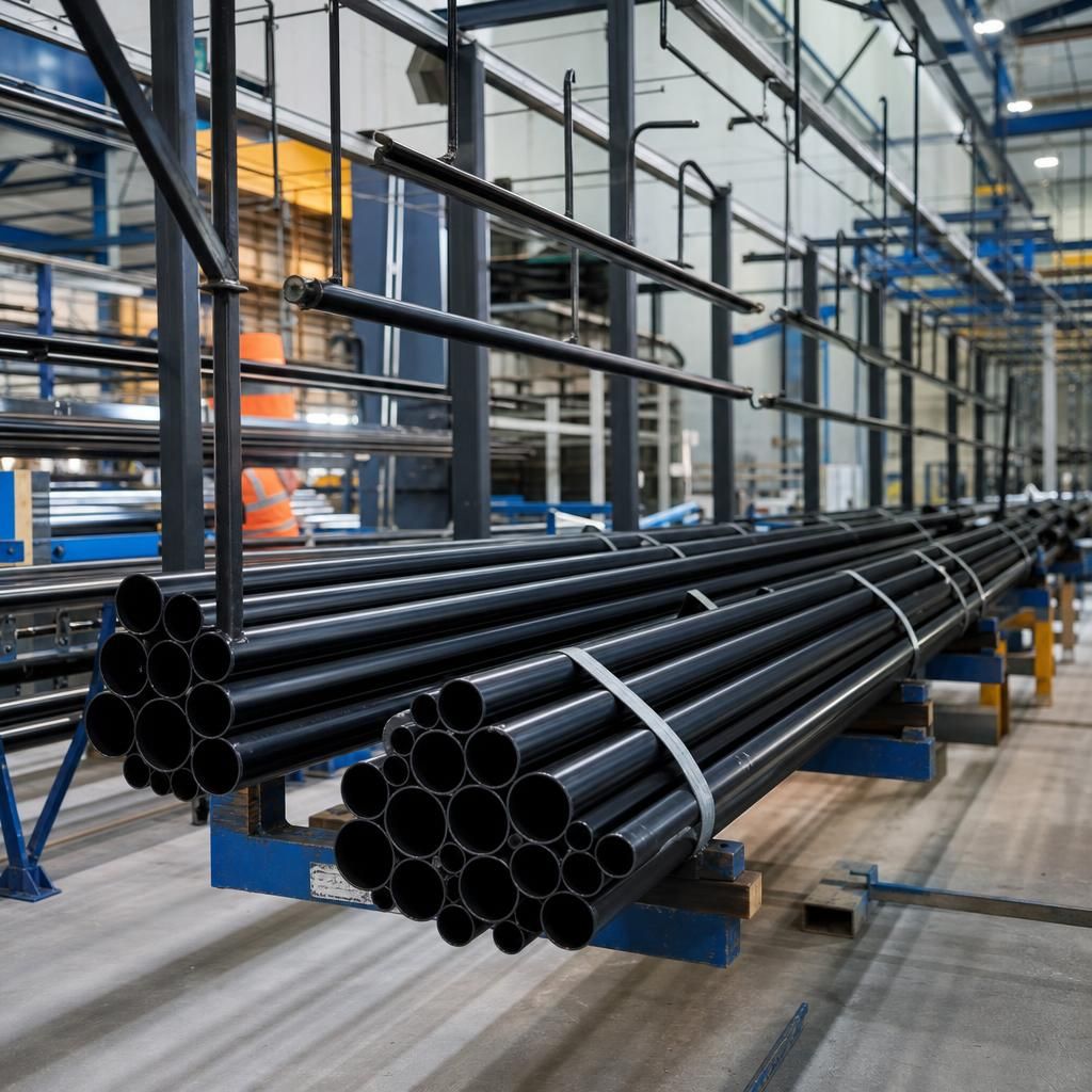 Powder coating application process on steel tube
