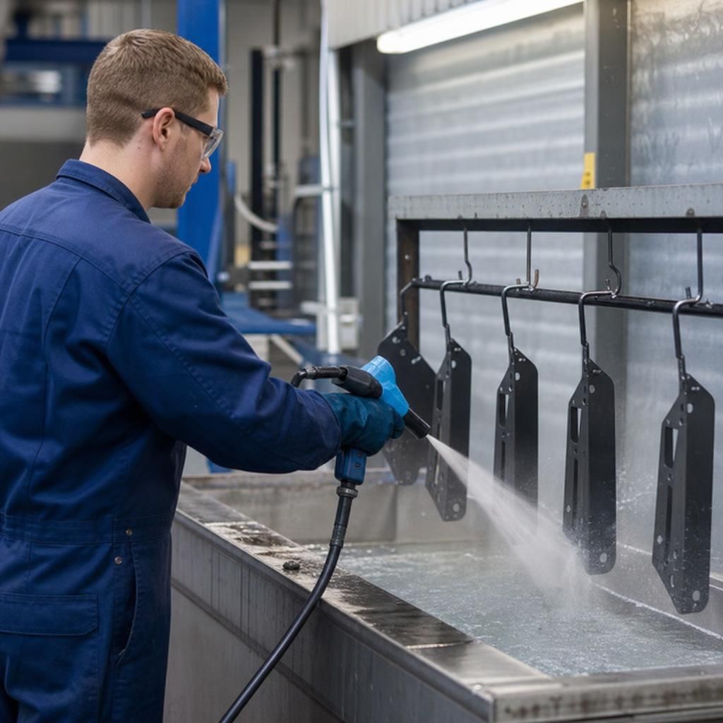 Close-up of solvent cleaning in action