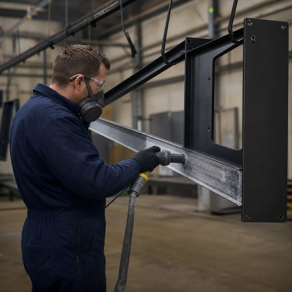 B2B manufacturing client receiving powder-coated components