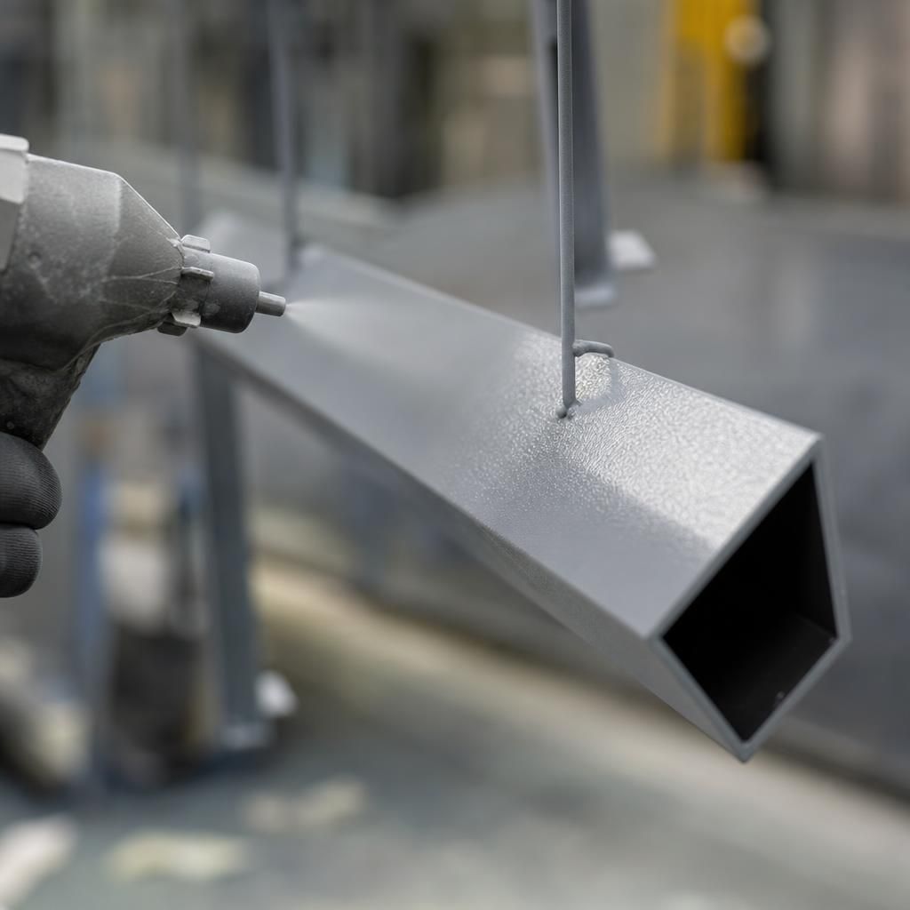 Close-up of a seamless epoxy primer layer on metal