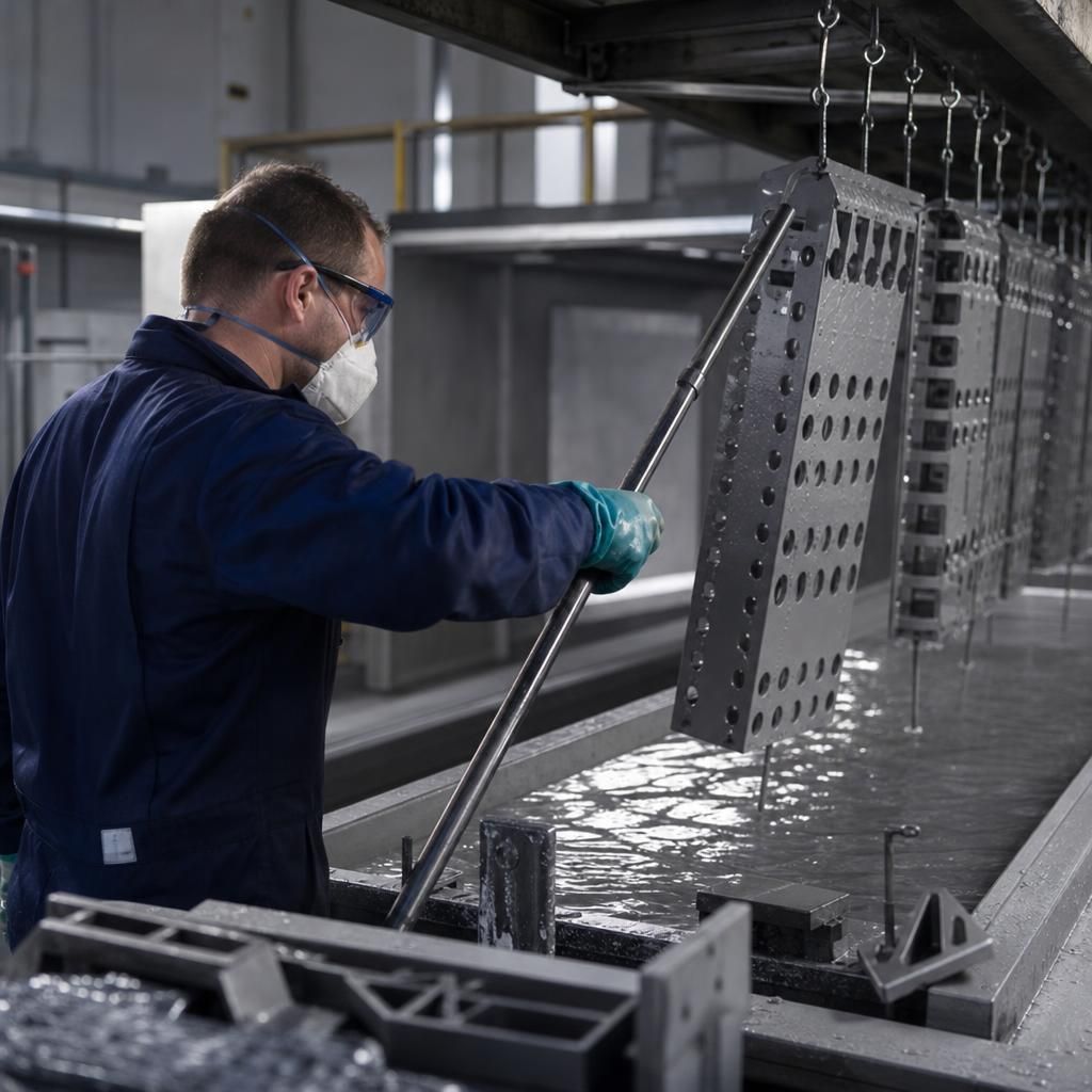 Alkaline Cleaner Being Applied to Metal Surface