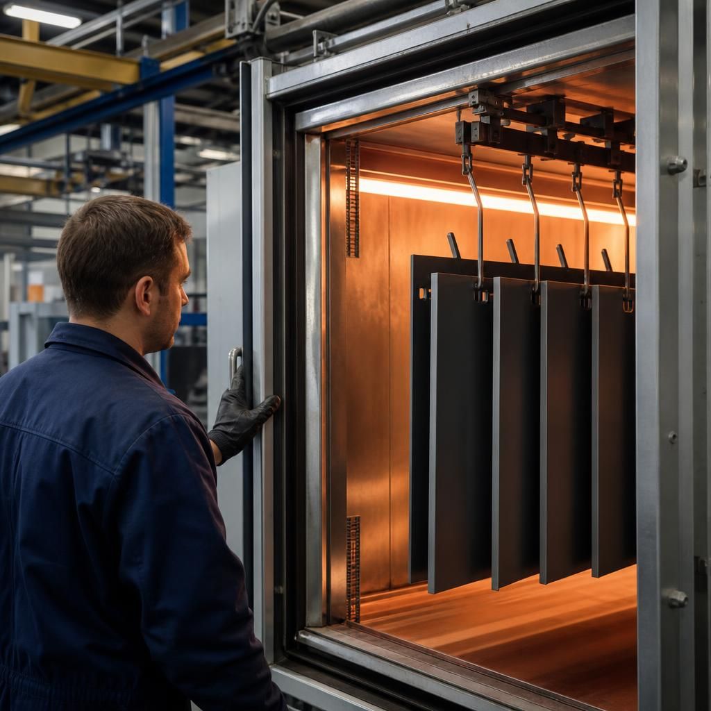 Specialist inspecting finished coated component