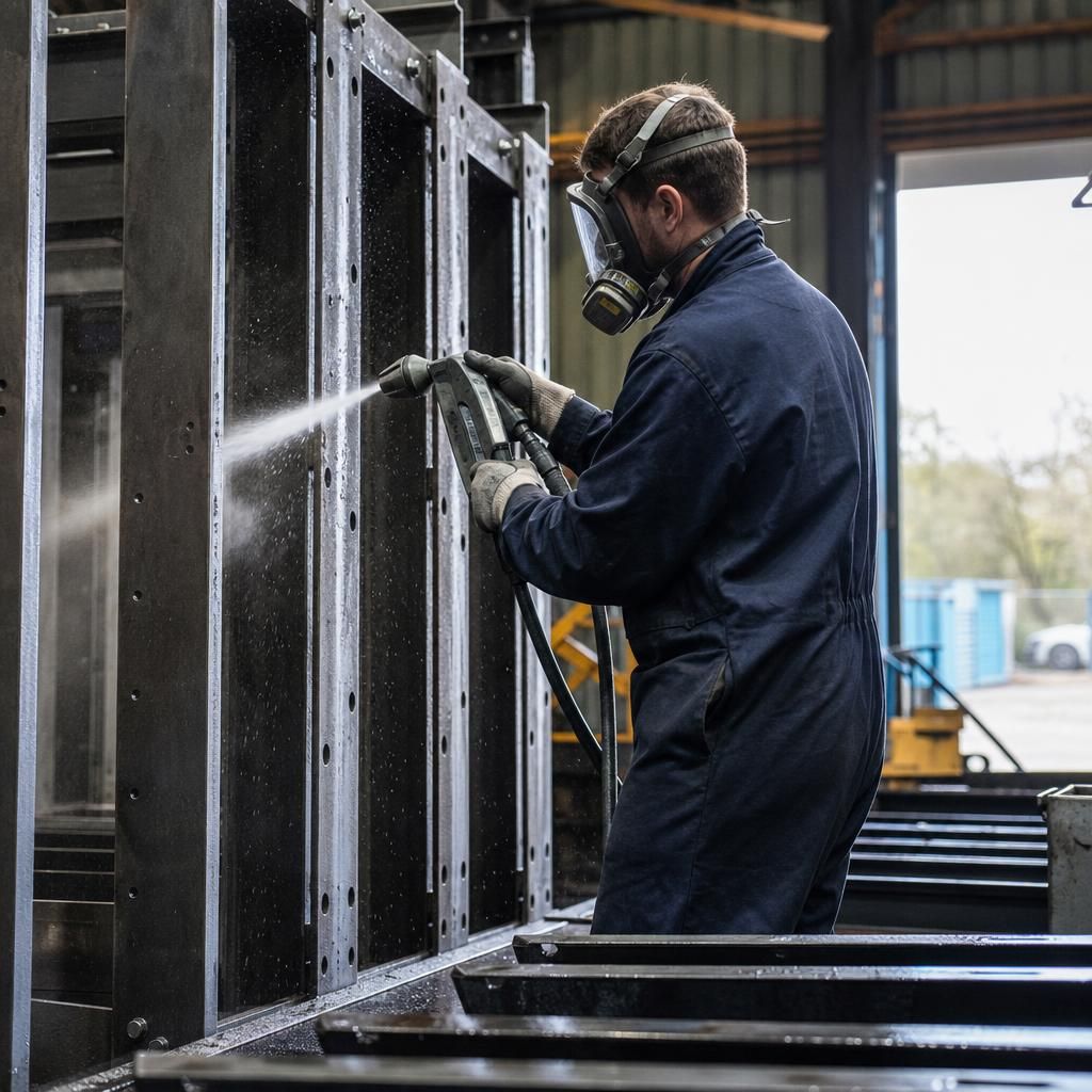 Close-up of steel surface after degreasing