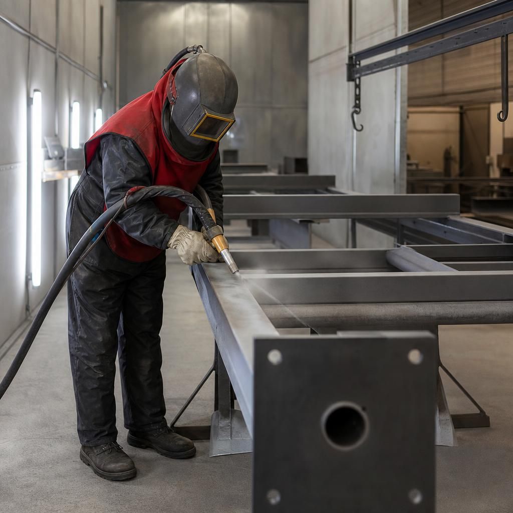 Abraded steel surface demonstrating texture