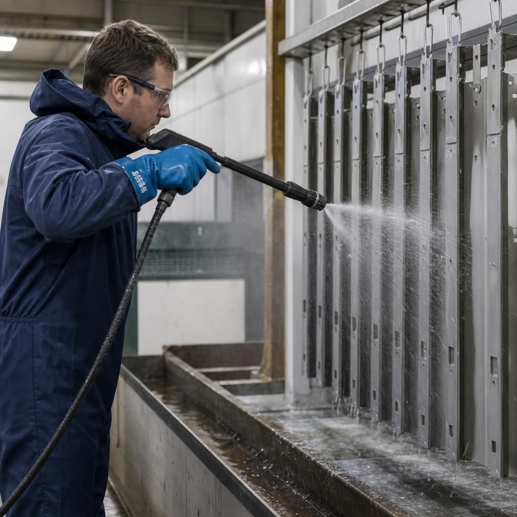 Meticulously cleaned metal surface after pretreatment