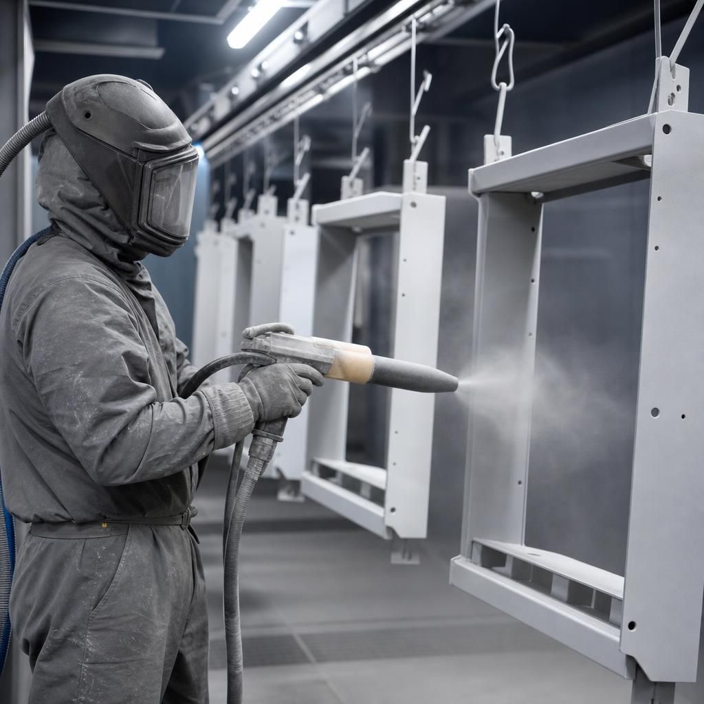 Blasting process on metal surface