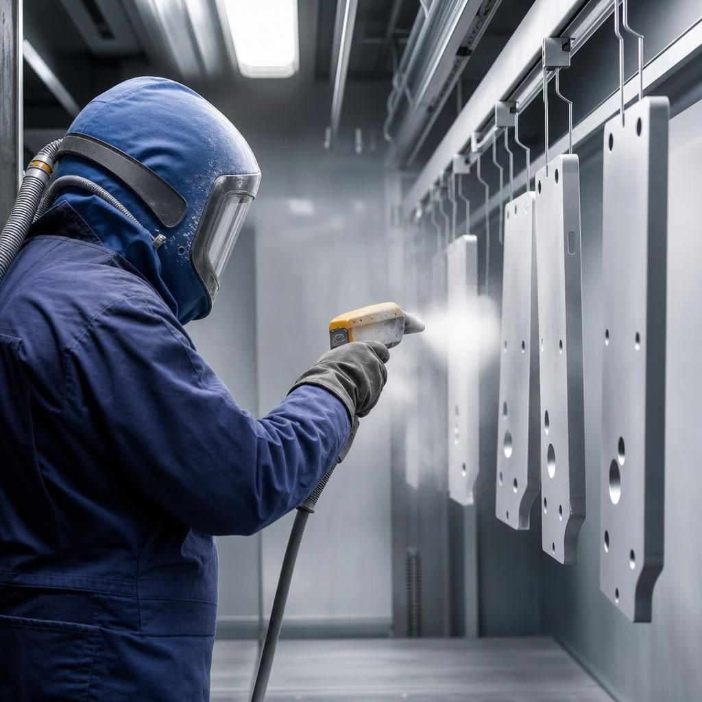 Metal being rinsed with water