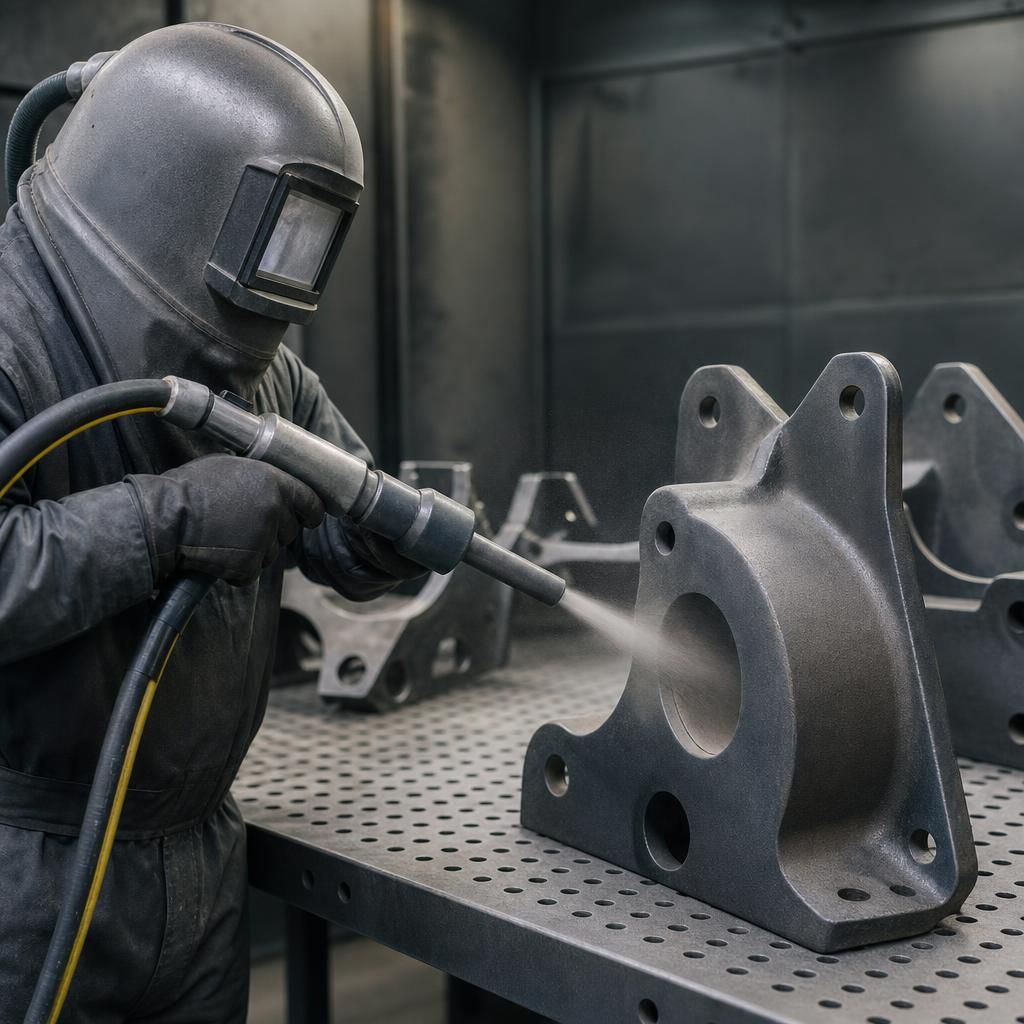 Precision shotblasting equipment in use
