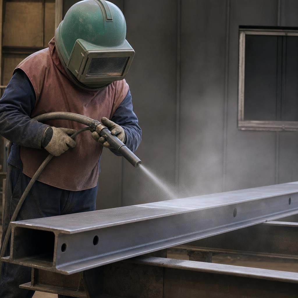 Specialist handling complex sandblasting job