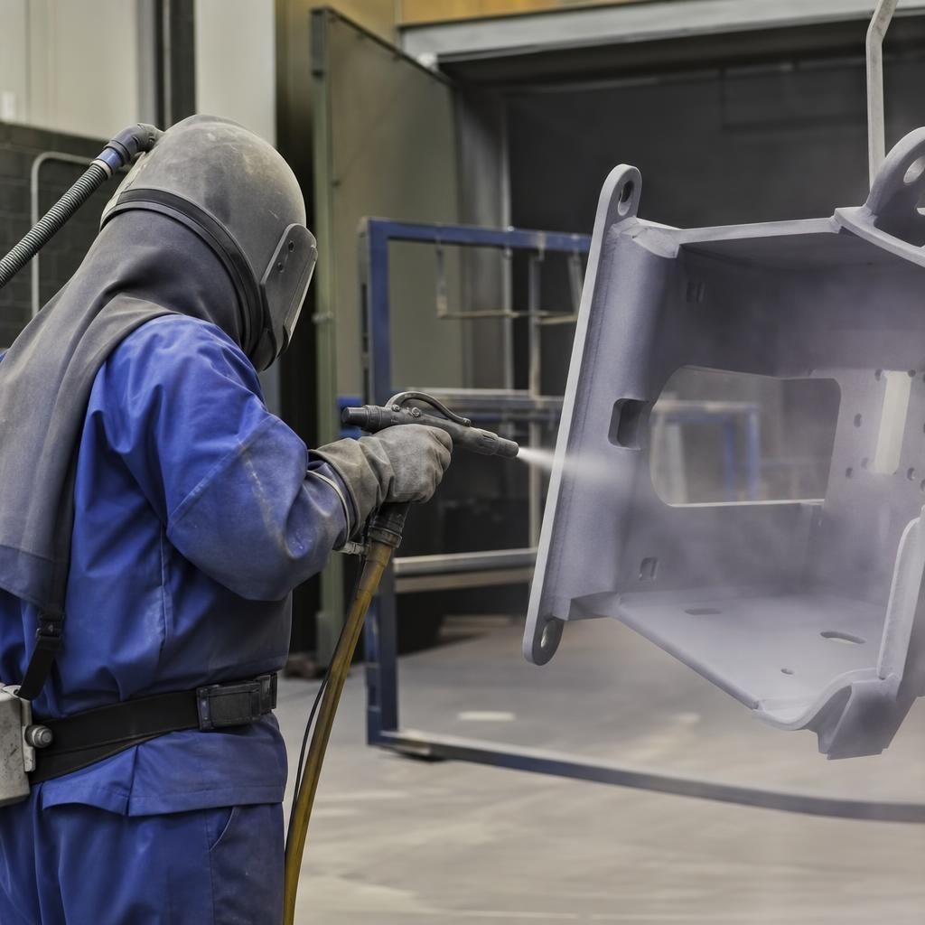 Large metal parts ready for coating