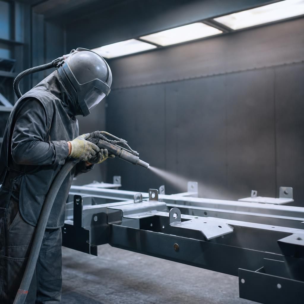 Components being coated with nylon powder