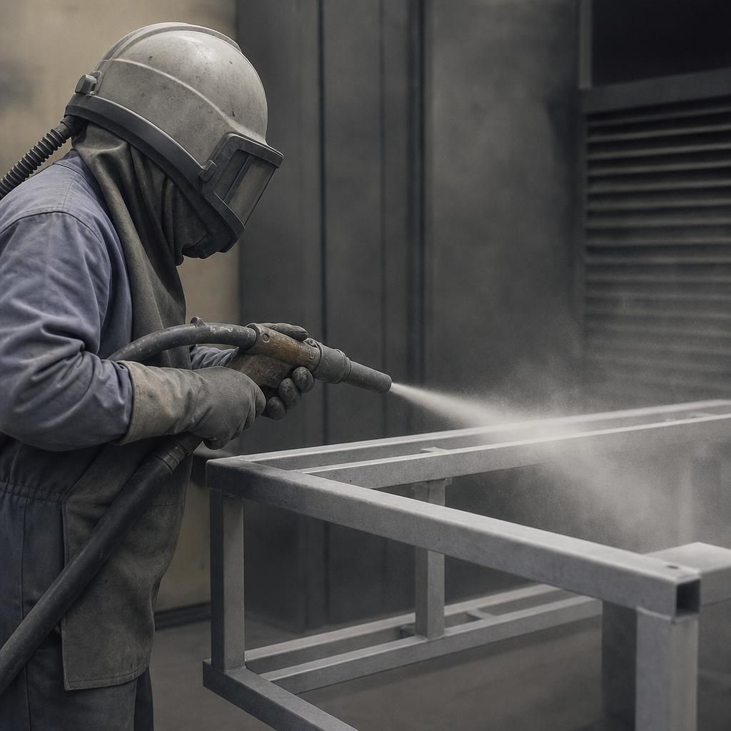 Close up of protective coating on metal
