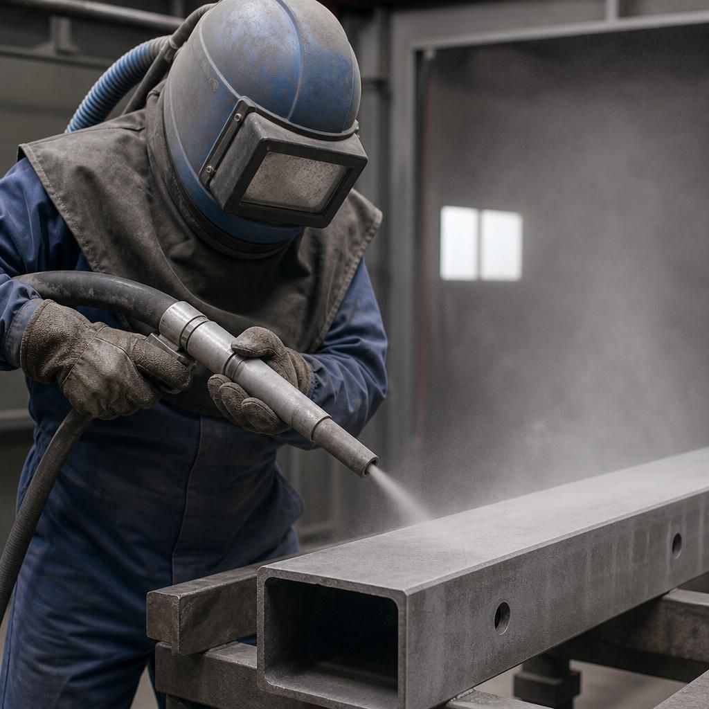 Fine-grade sand used in shot blasting
