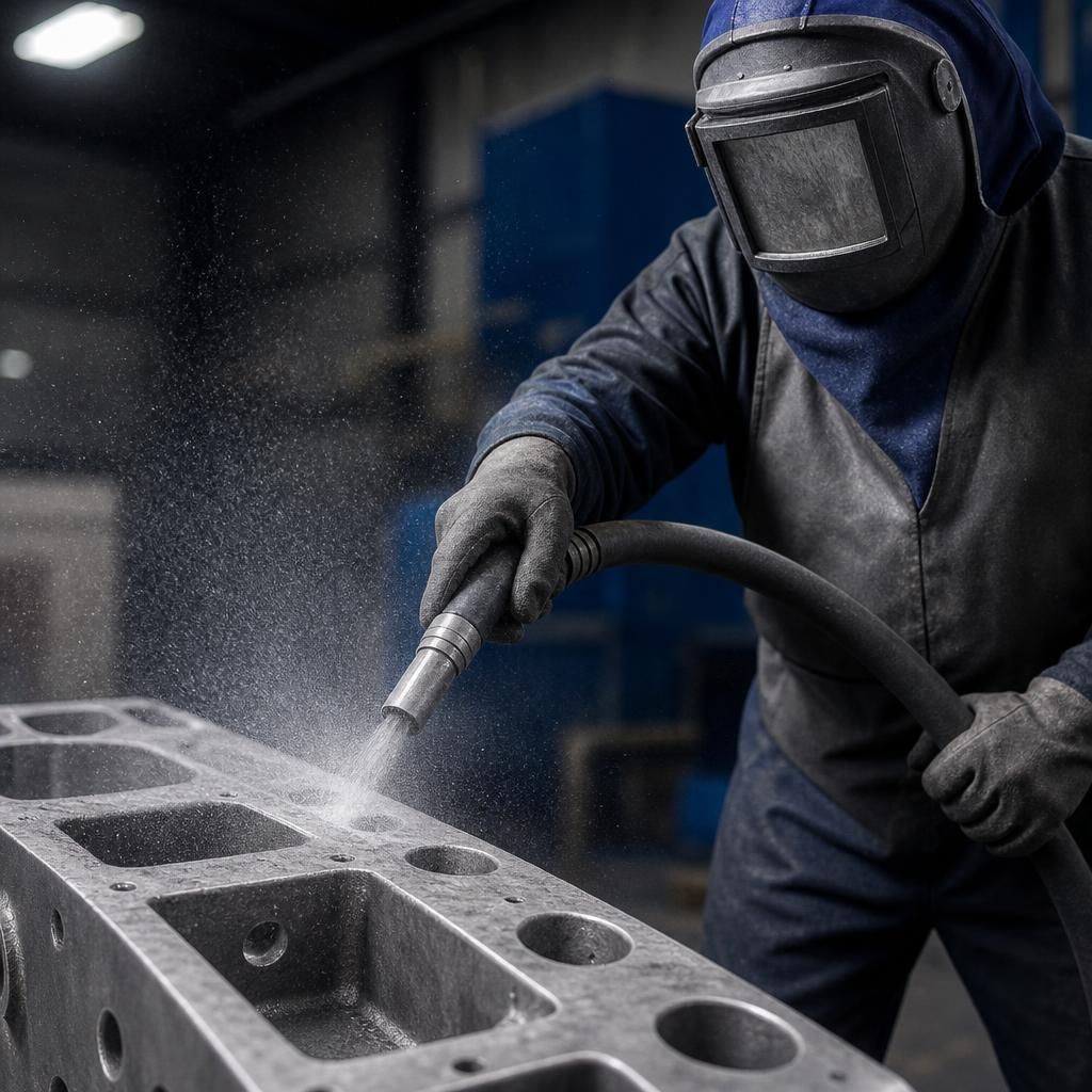 Stainless steel shot used in industrial setting