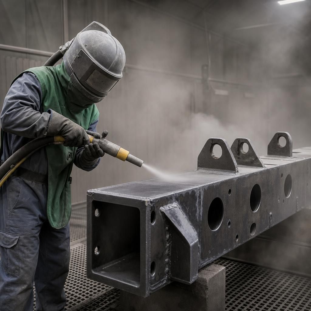 Protective coatings applied post-sandblasting