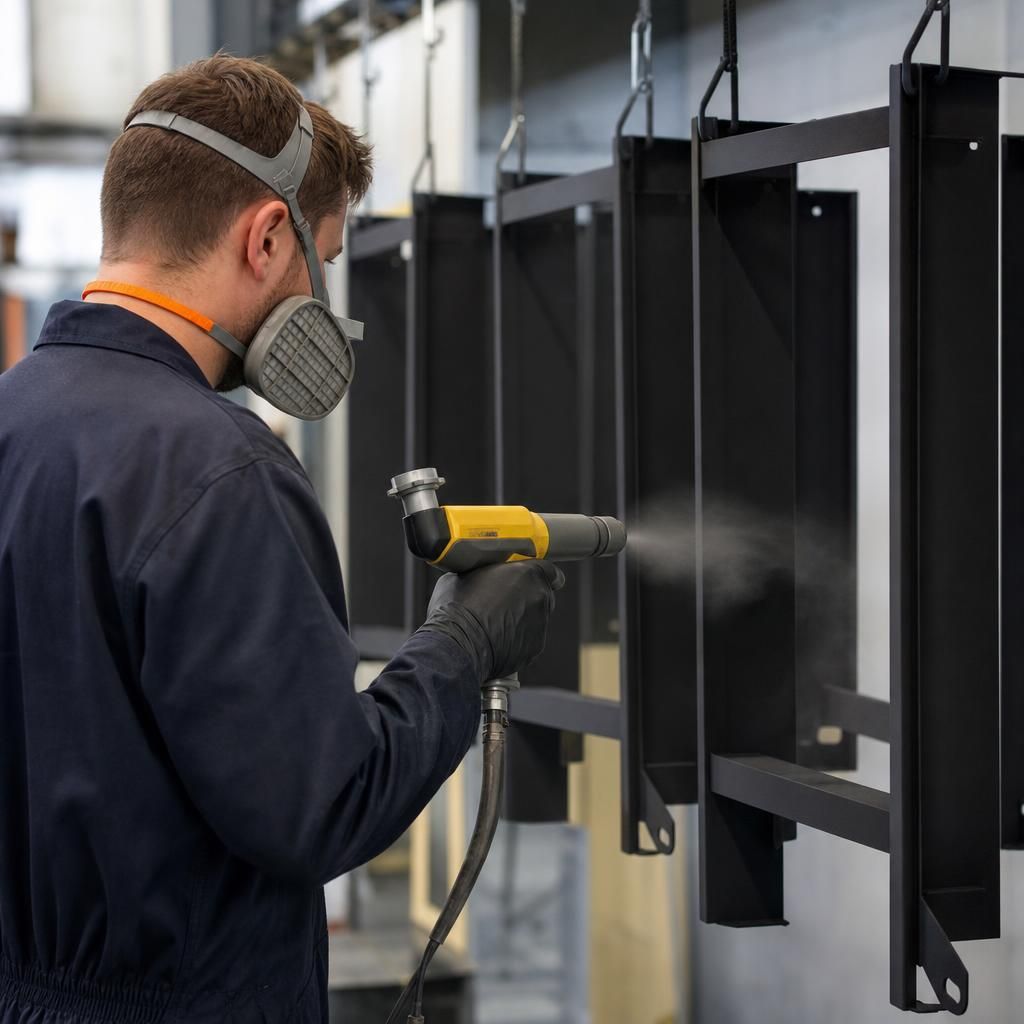 Trained Specialist Applying Powder Coating