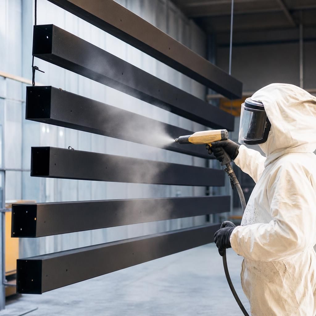 Steel infrastructure with nylon powder coating
