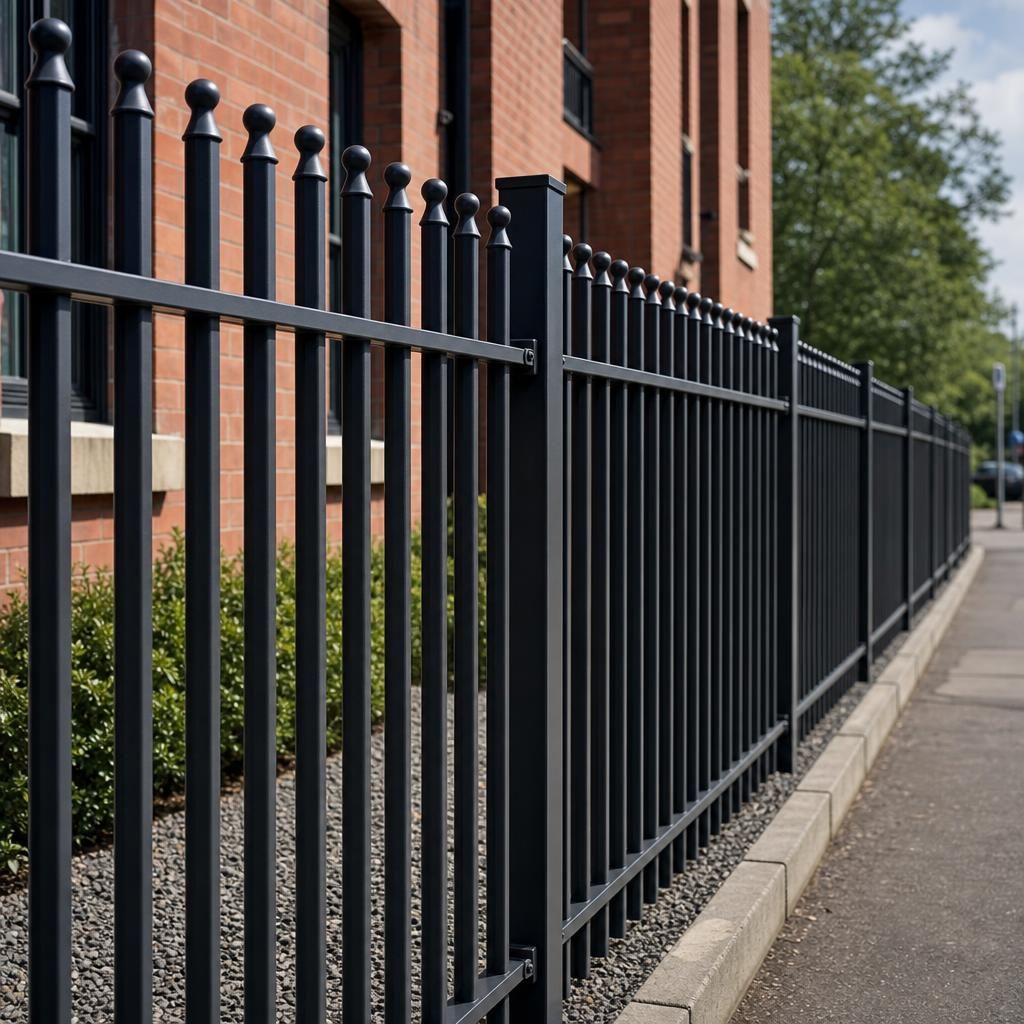 Complex-shaped steel railing being coated