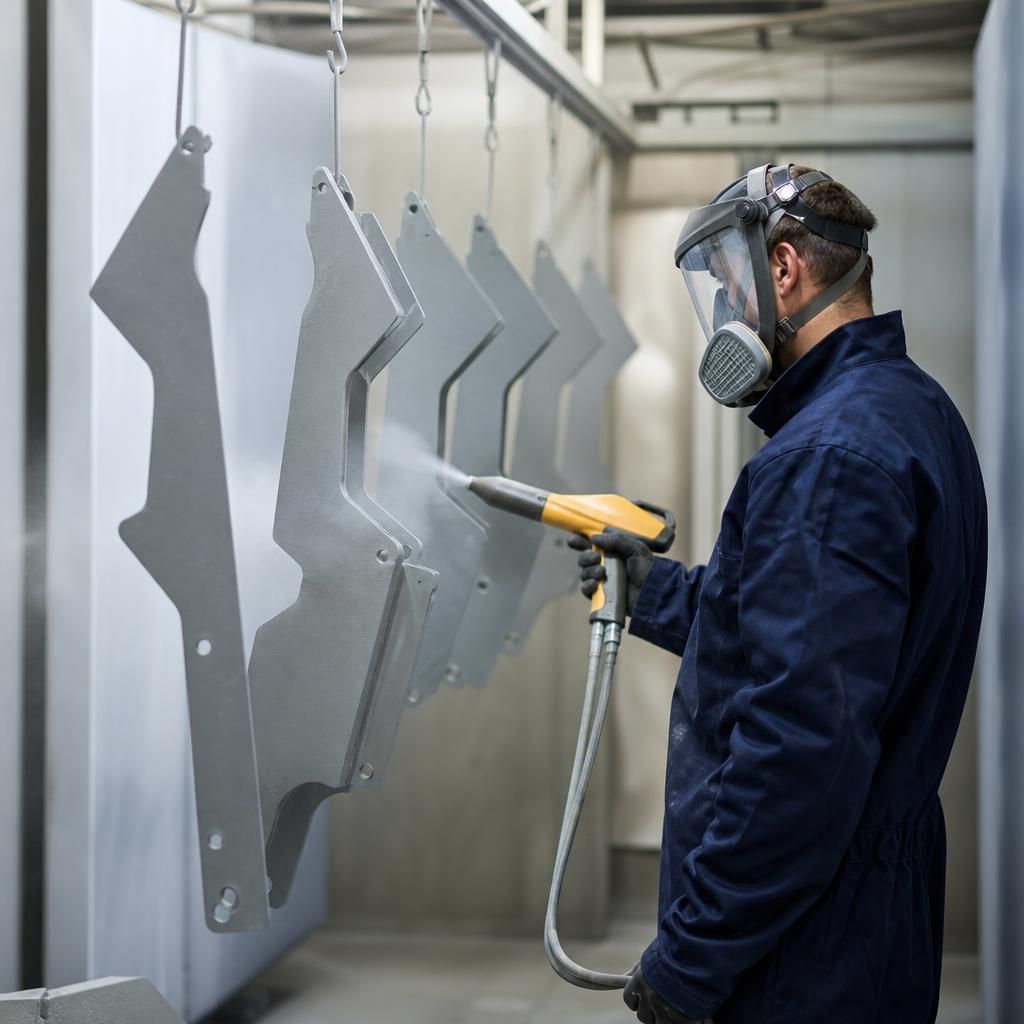 Close-up of zinc epoxy primer application on a metal sheet
