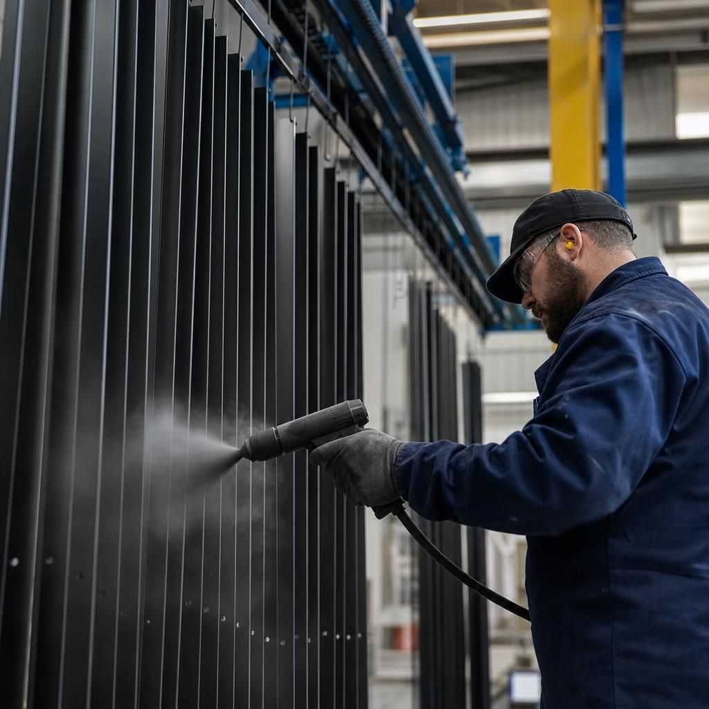 Side-by-side comparison of chipped paint vs intact powder coating