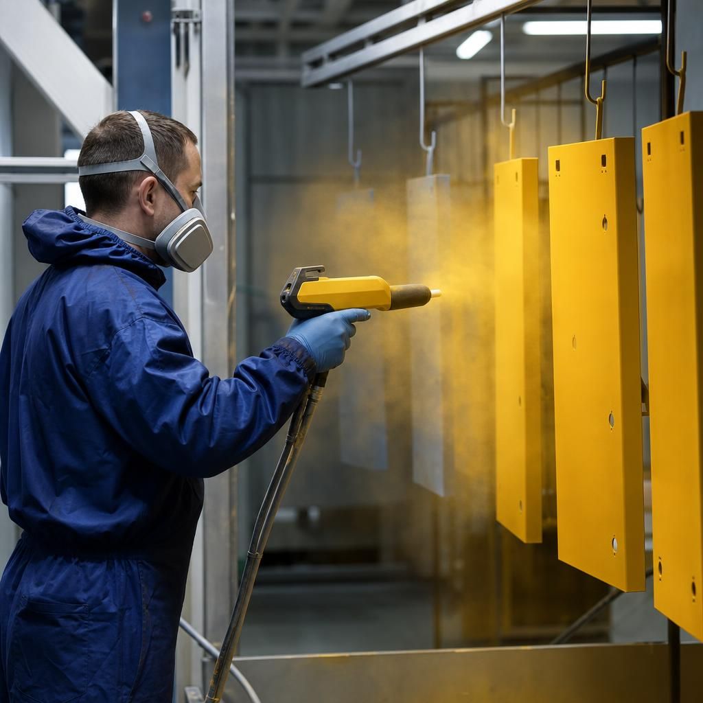 Automotive parts finished with powder coating