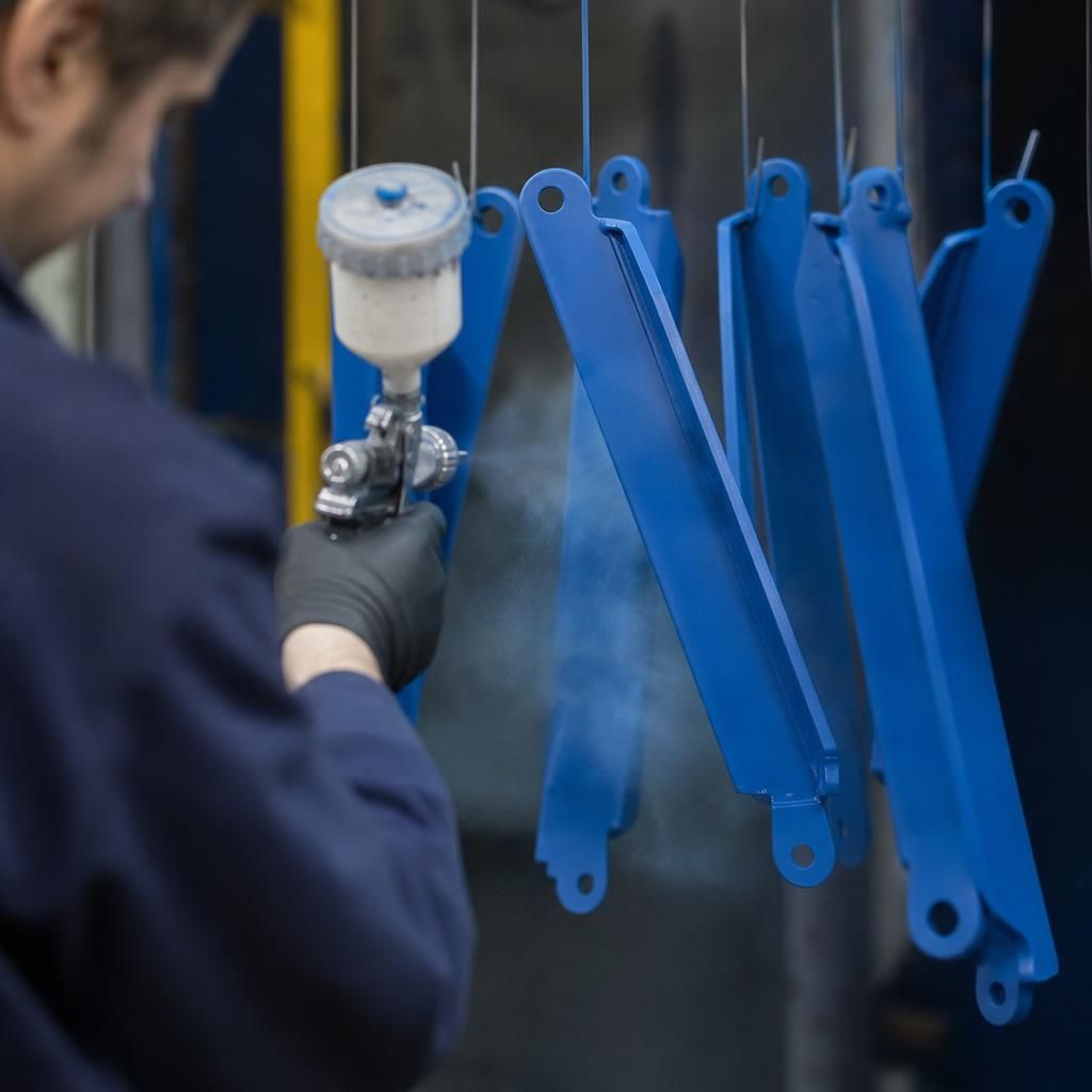 Metal parts with specialist powder coating finishes