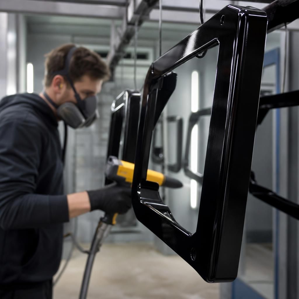 Protected metal component outdoors