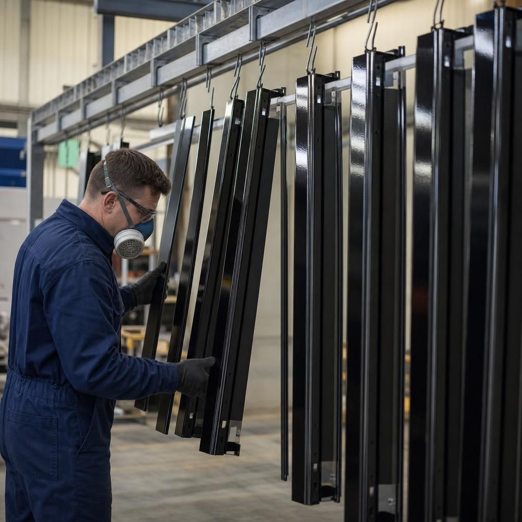 Powder Coating Technician Inspecting Components