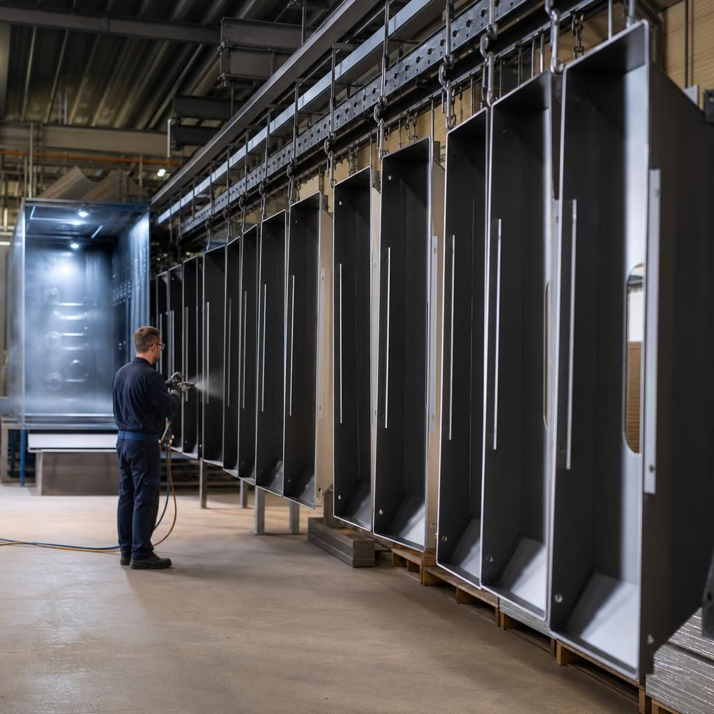 Metal components prepared for powder coating