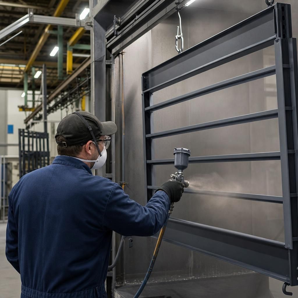 Professional team member managing the coating process