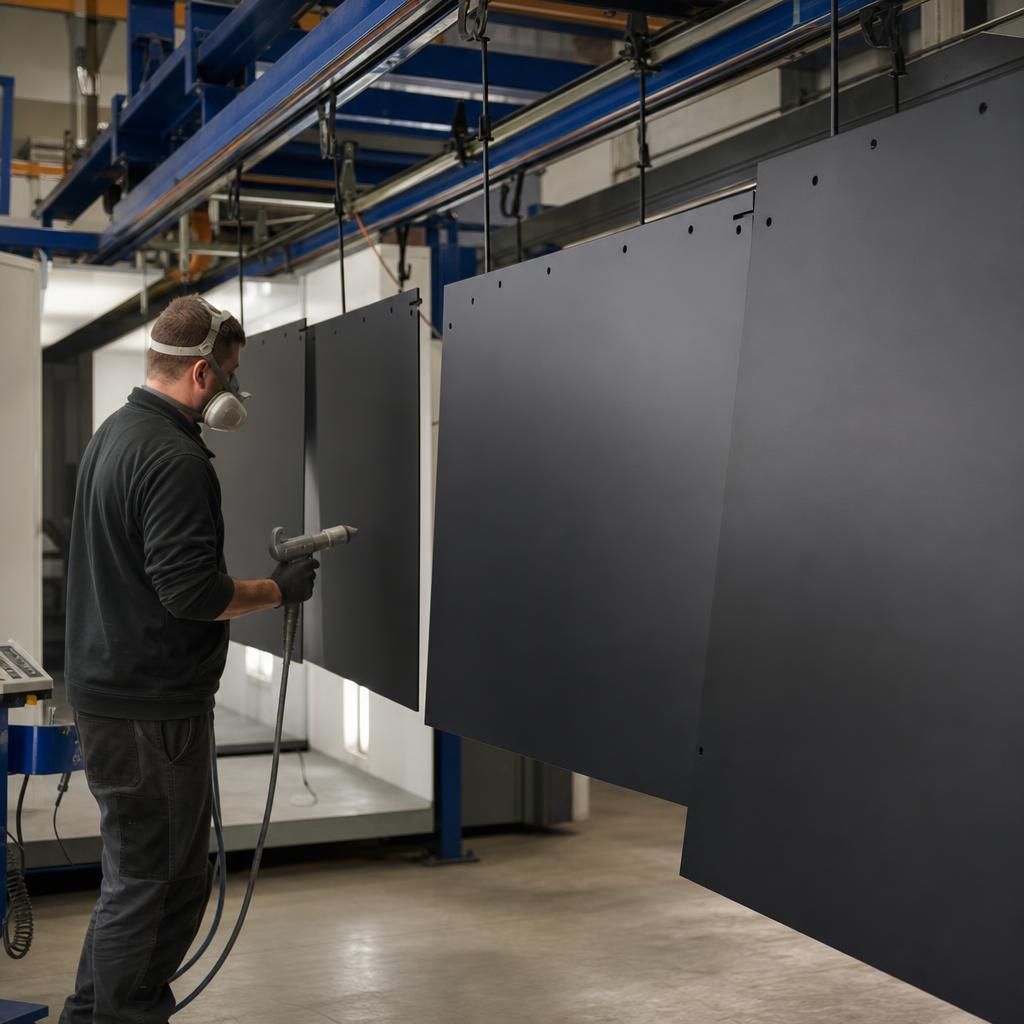 Powder coated panel exposed to harsh weather conditions