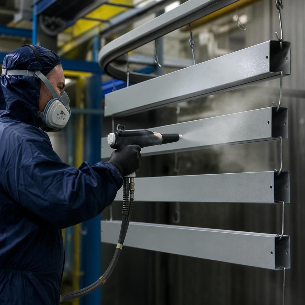 High-quality powder coating on galvanised steel