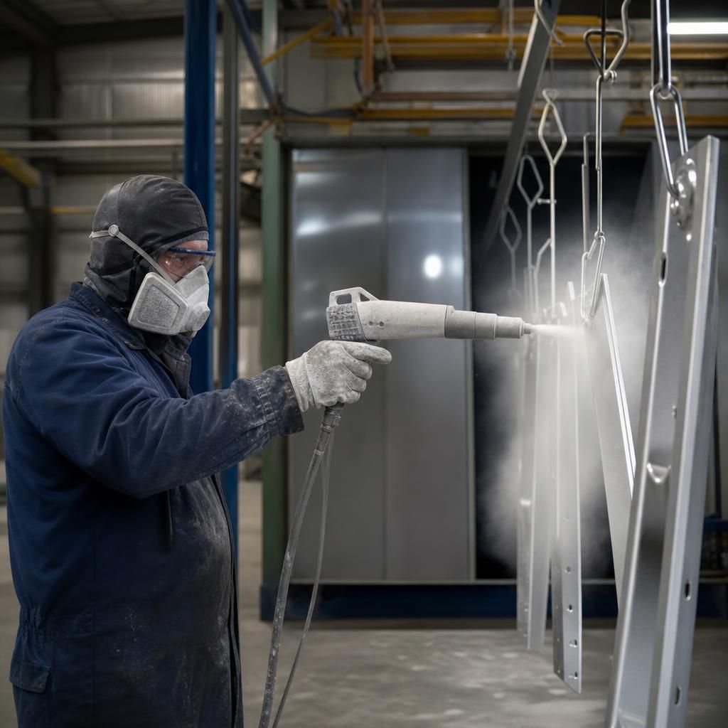 Application of powder coating to metal