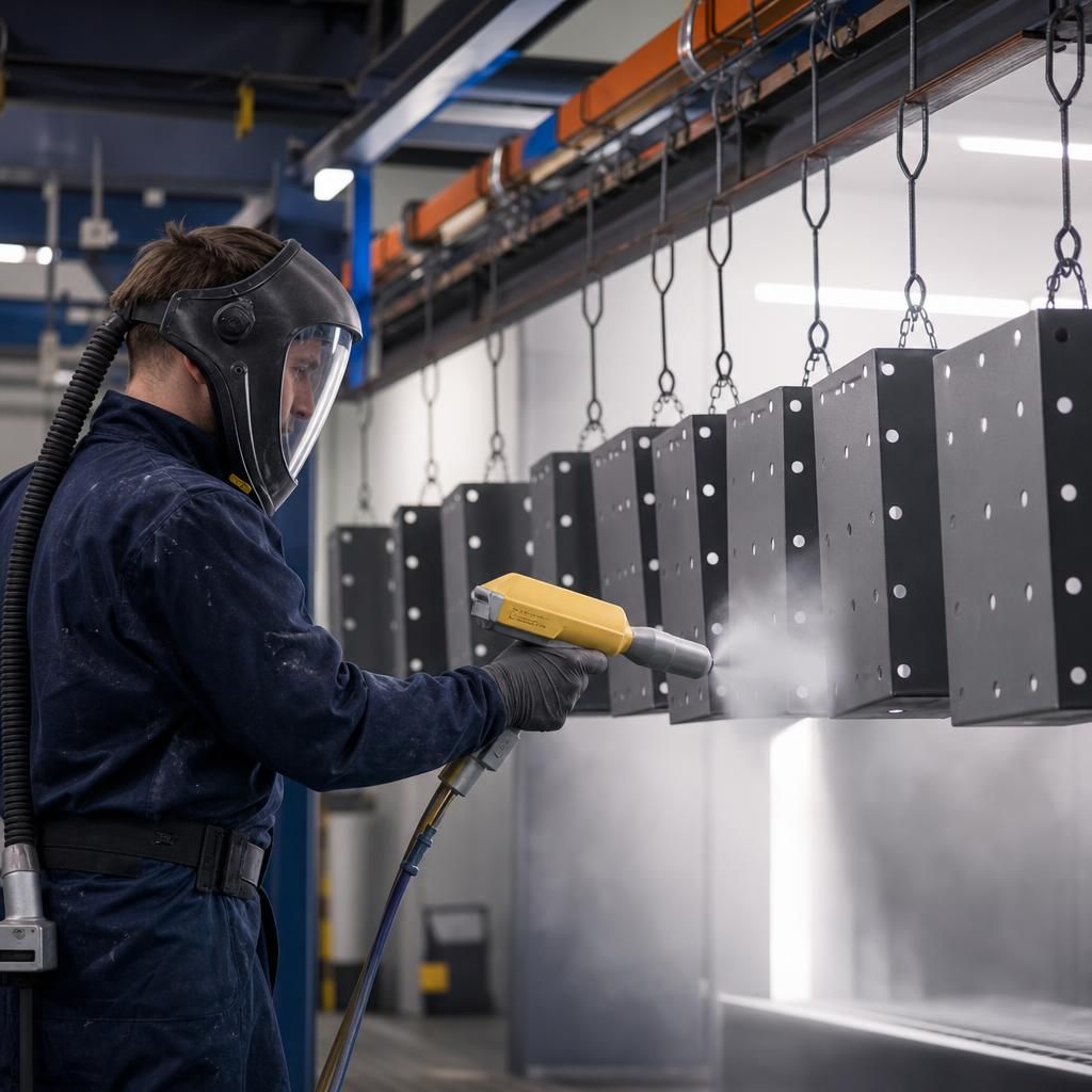 Customised powder coating finishes on industrial equipment