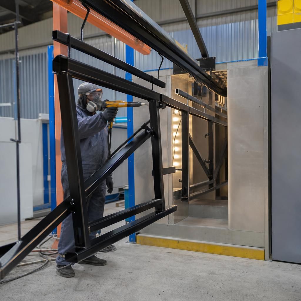 Heavy-duty steel frameworks with powder coating