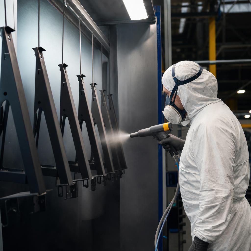 Industrial steel structure with powder coating