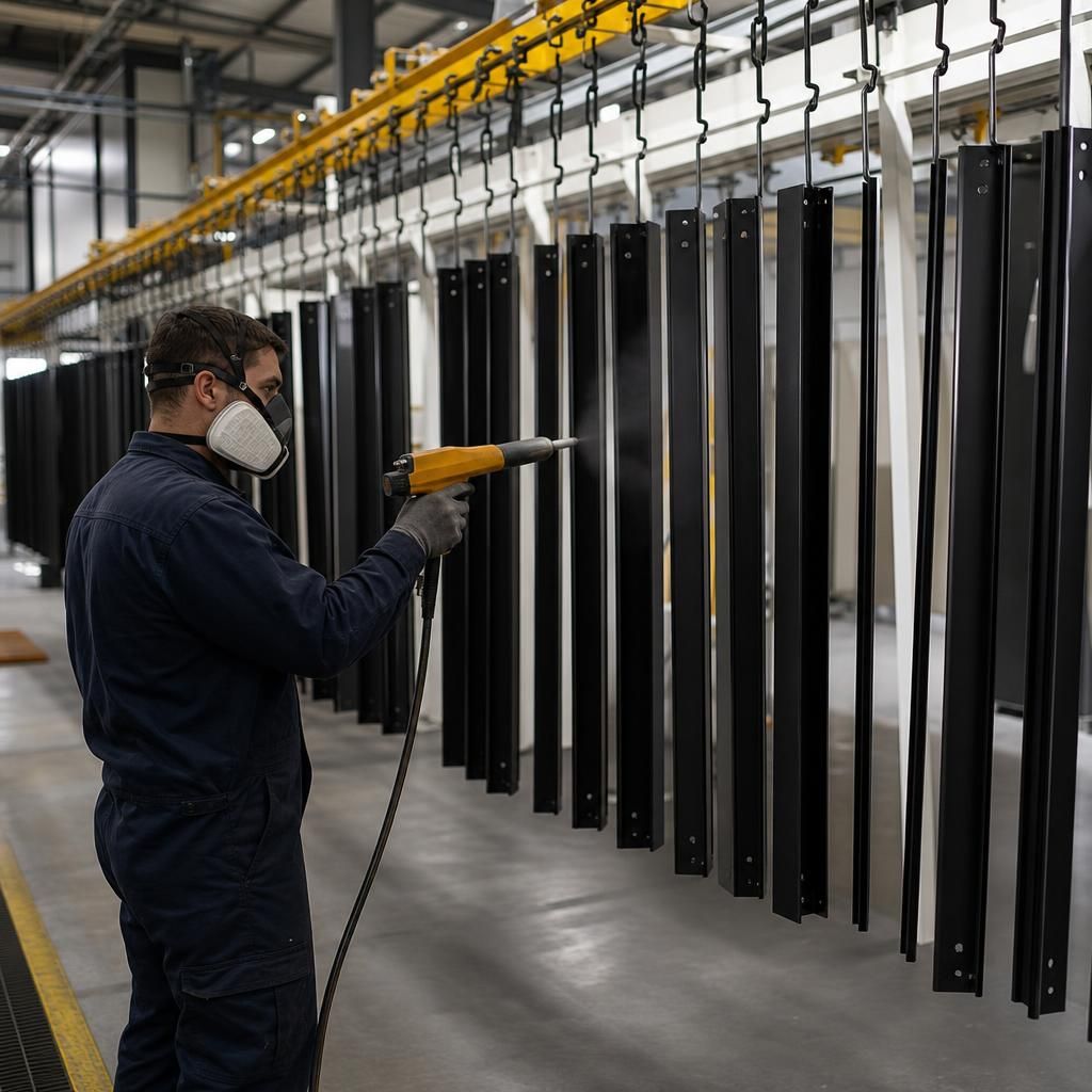 Steel powder coating production line