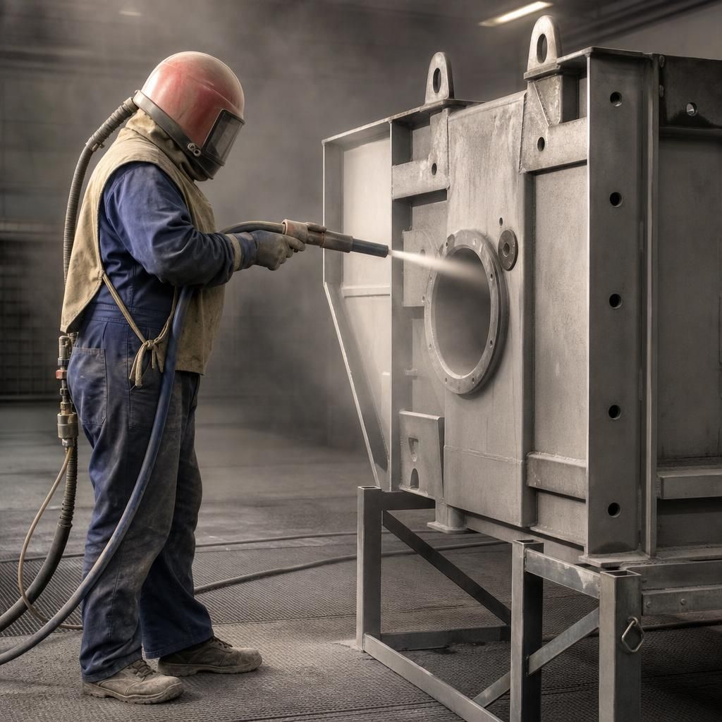 Close-up of steel grit media used in abrasive blasting