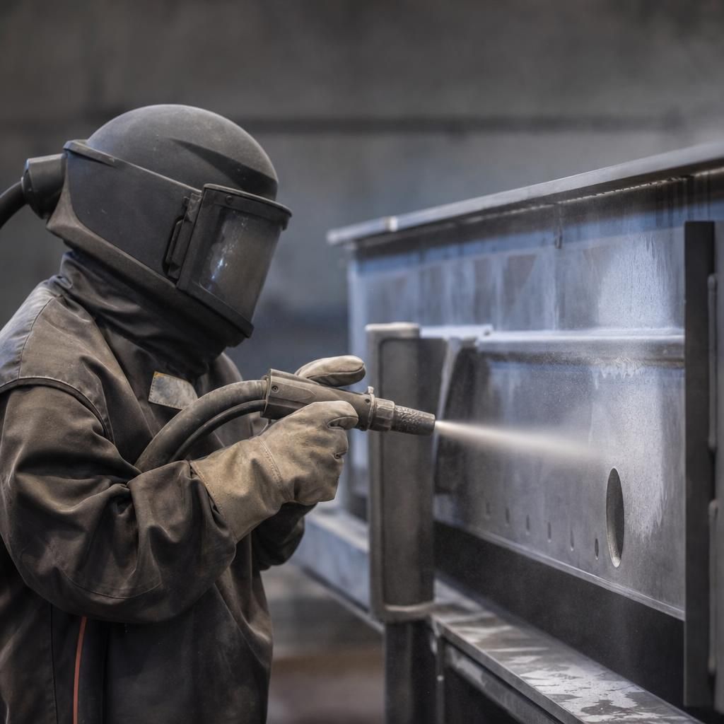 Close-up of nylon powder coating on textured metal