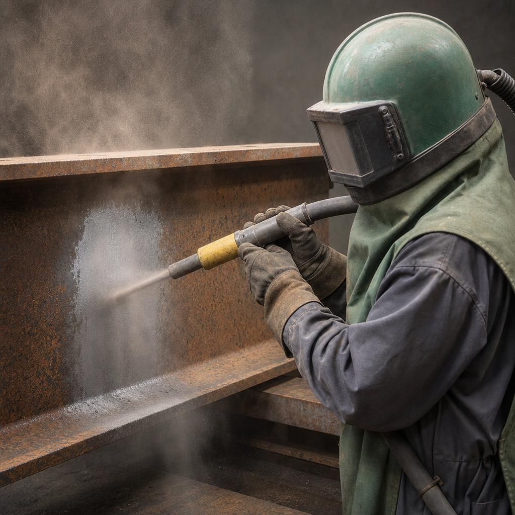 Close-up of Aluminium Oxide particles used in blasting