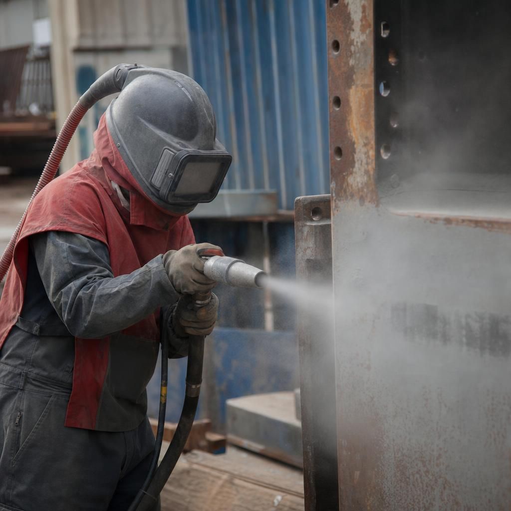 Fine walnut shells used as blasting media