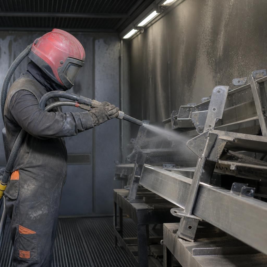 Metal Surface Prepped by Sandblasting