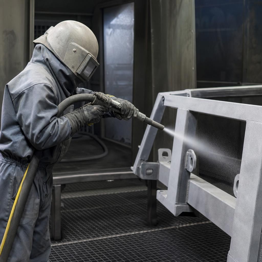 Glass bead blasting metal